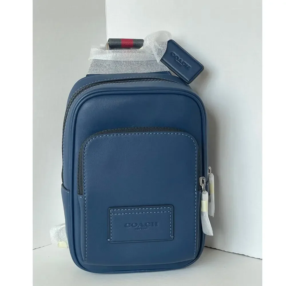 Coach Racer Sling Pack CDC85 Leather Varsity Stripe Small Crossbody - Picture 13 of 13